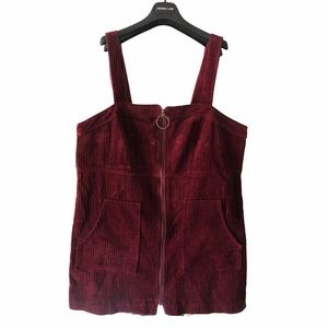 F21+ Corduroy Overall Dress with Zipper Closure